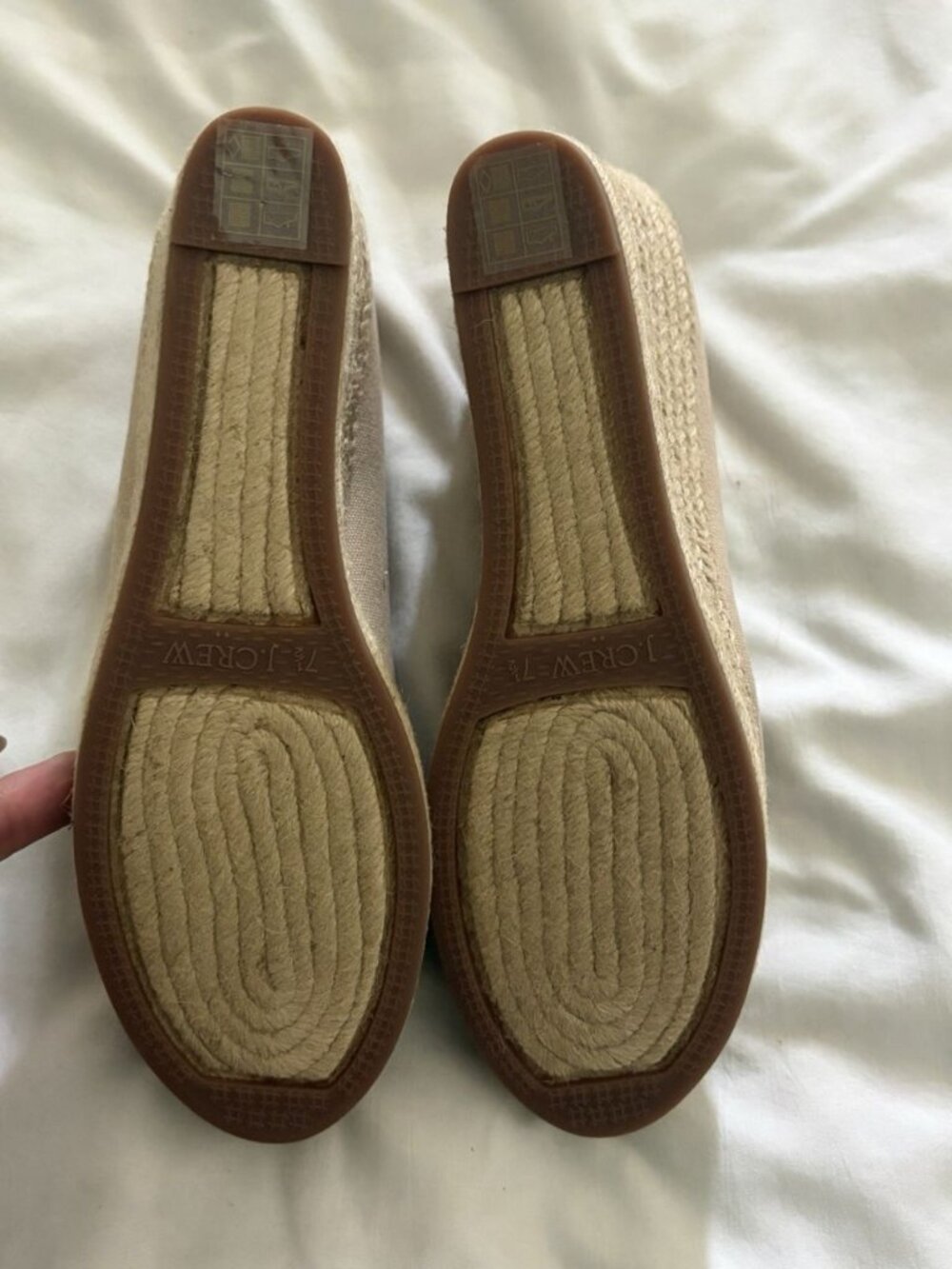 J Crew Espadrille Wedges Women’s Natural Beige Canvas Sandals Shoes Sz 7.5 NWOB - Picture 5 of 7